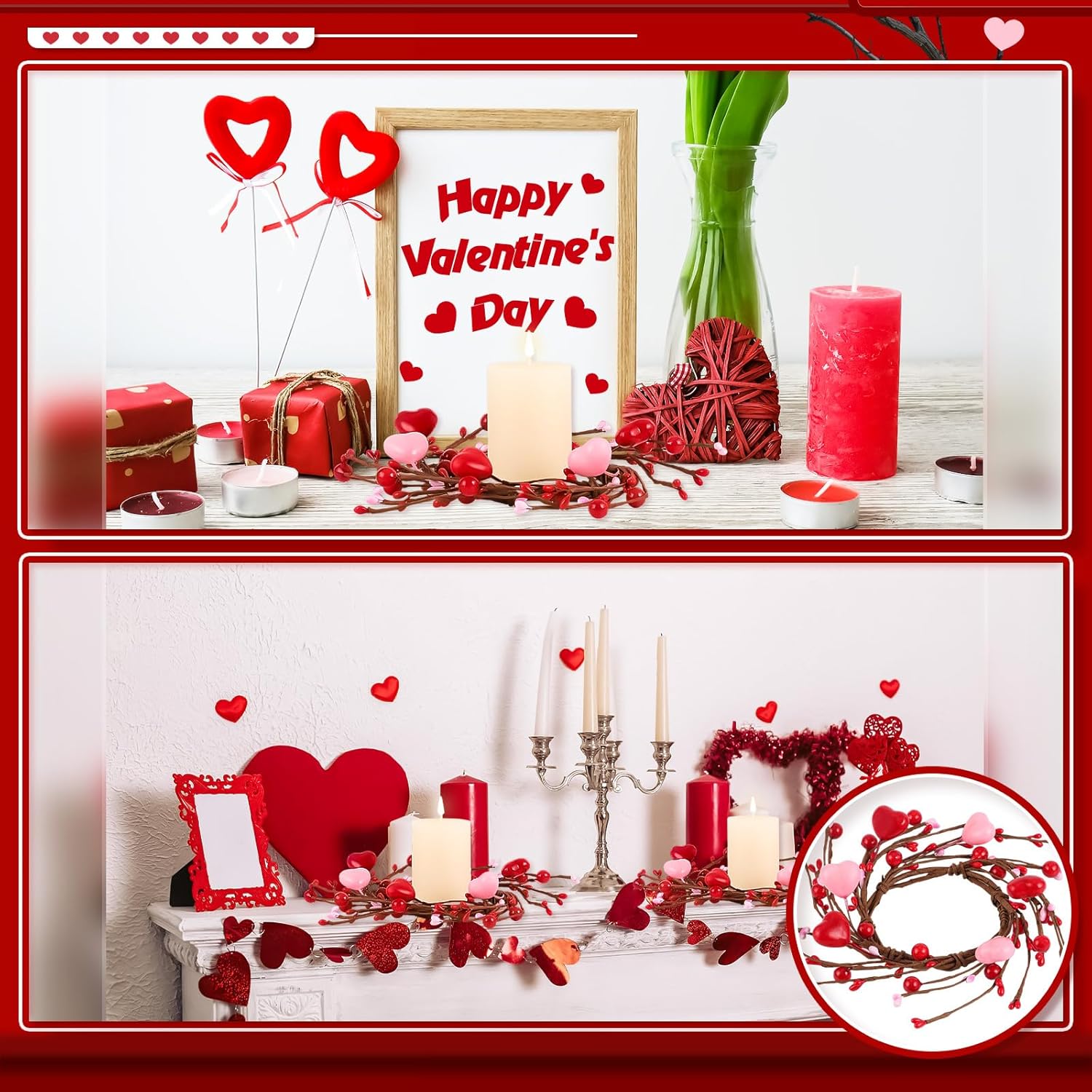 Stunnin Red Heart Candle Rings Set for Valentines Day Weddings