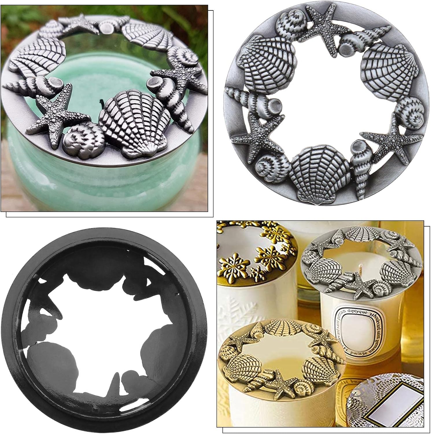 SING FUTILITY - Jar Candle Shade with Antiqued Shell Starfish Pattern Efficient Burning Durable