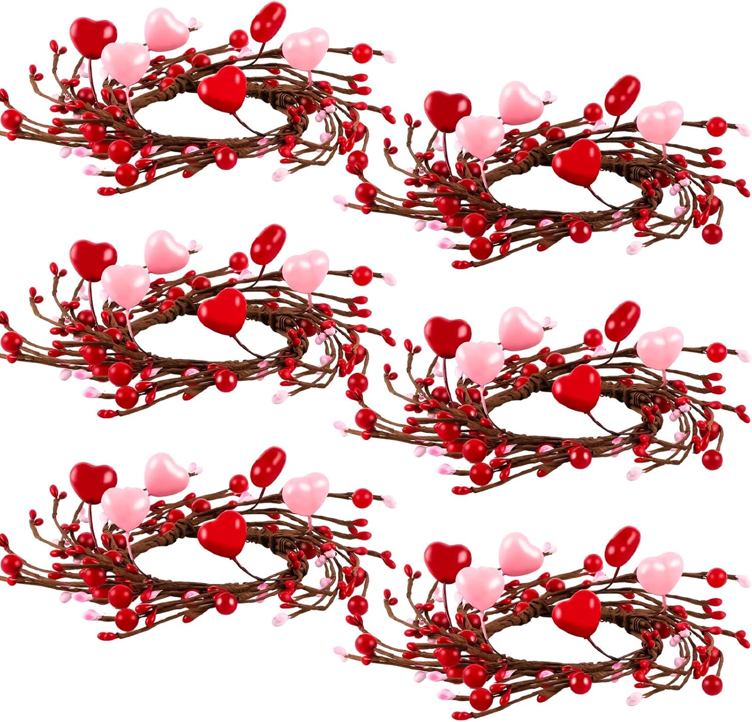 Stunnin Red Heart Candle Rings Set for Valentines Day Weddings
