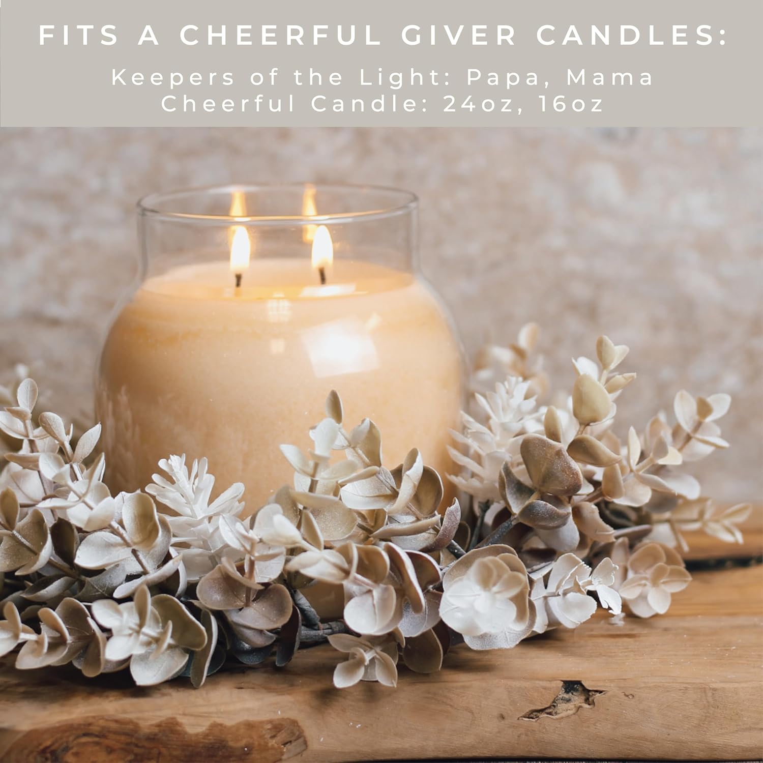 A Cheerful Giver Candleholder with Ashen Leaves and Fall Flowers
