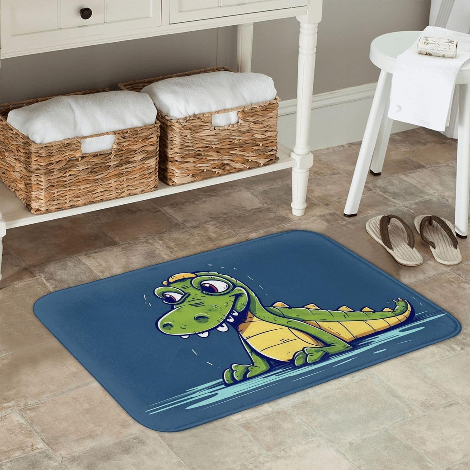 Welcome Home Mat Happy Crocodile Door Mat for Entryway