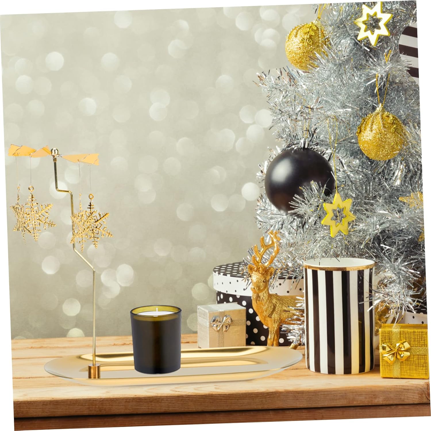 Gilded Snowflake Candleholder for Home Kitchen Rotating Scented Candle Display