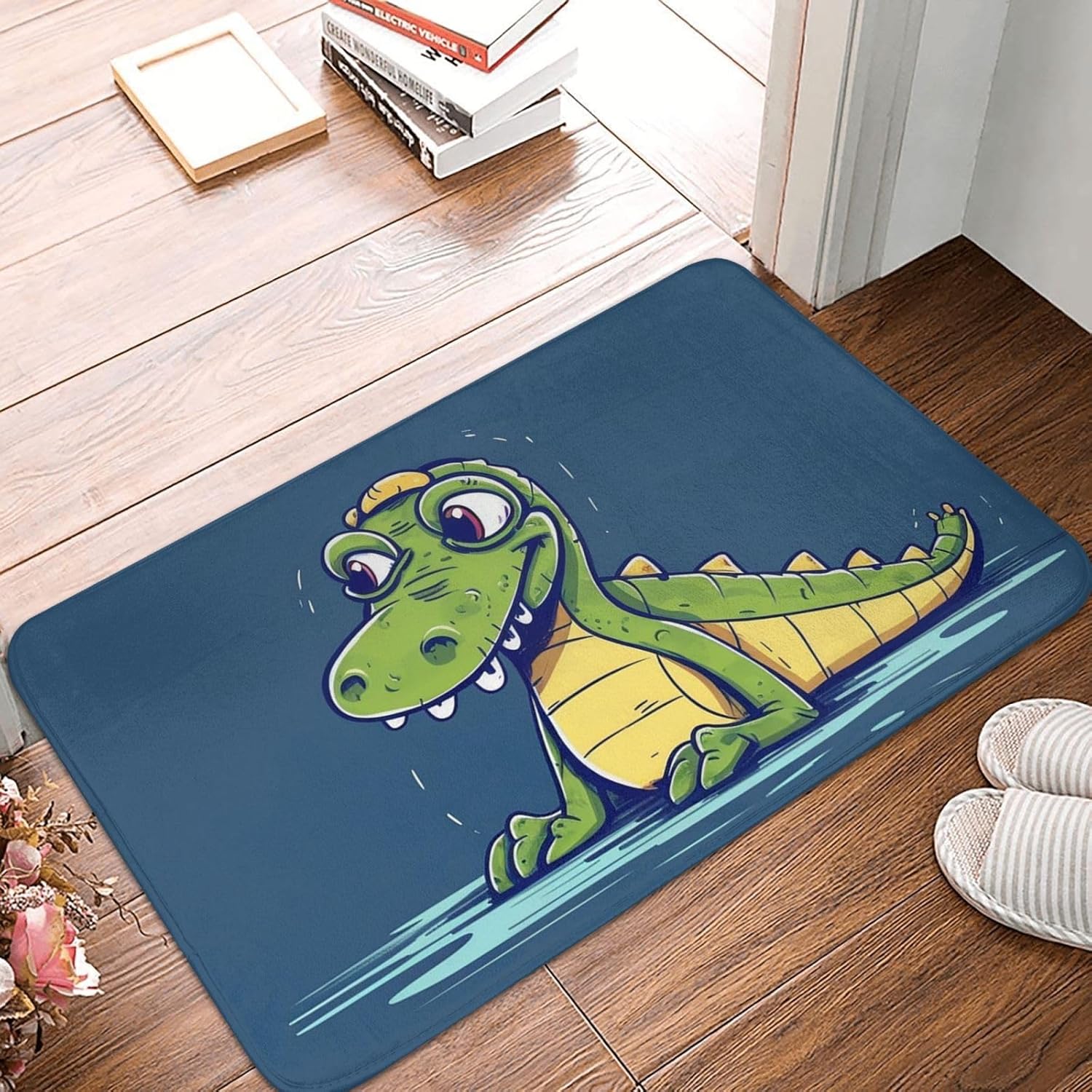 Welcome Home Mat Happy Crocodile Door Mat for Entryway