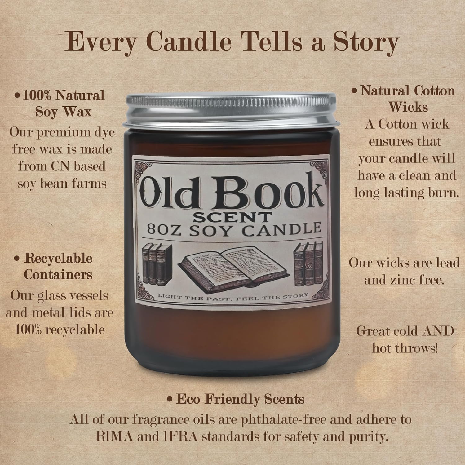 Hand-Crafted Old Book Candle - Scented Candle for Book Lovers