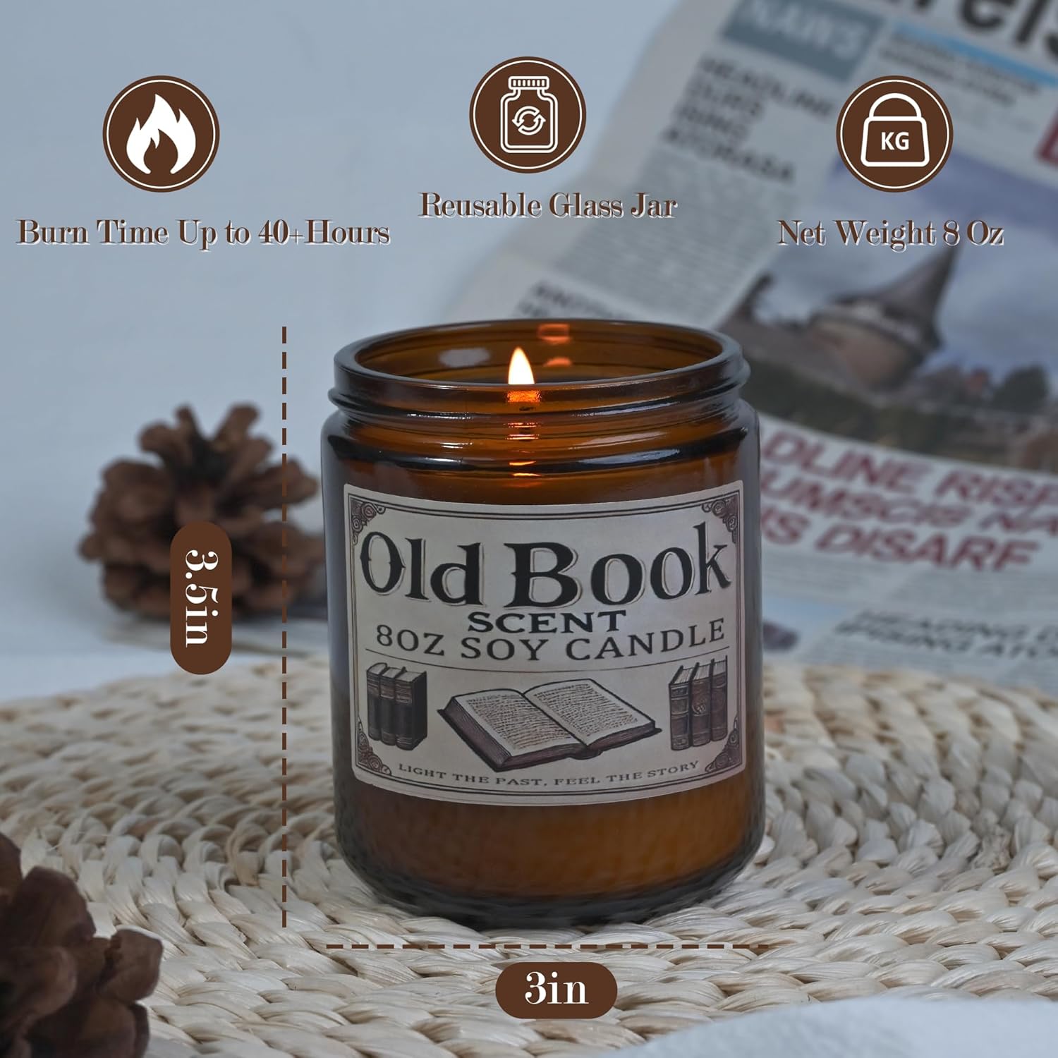 Hand-Crafted Old Book Candle - Scented Candle for Book Lovers