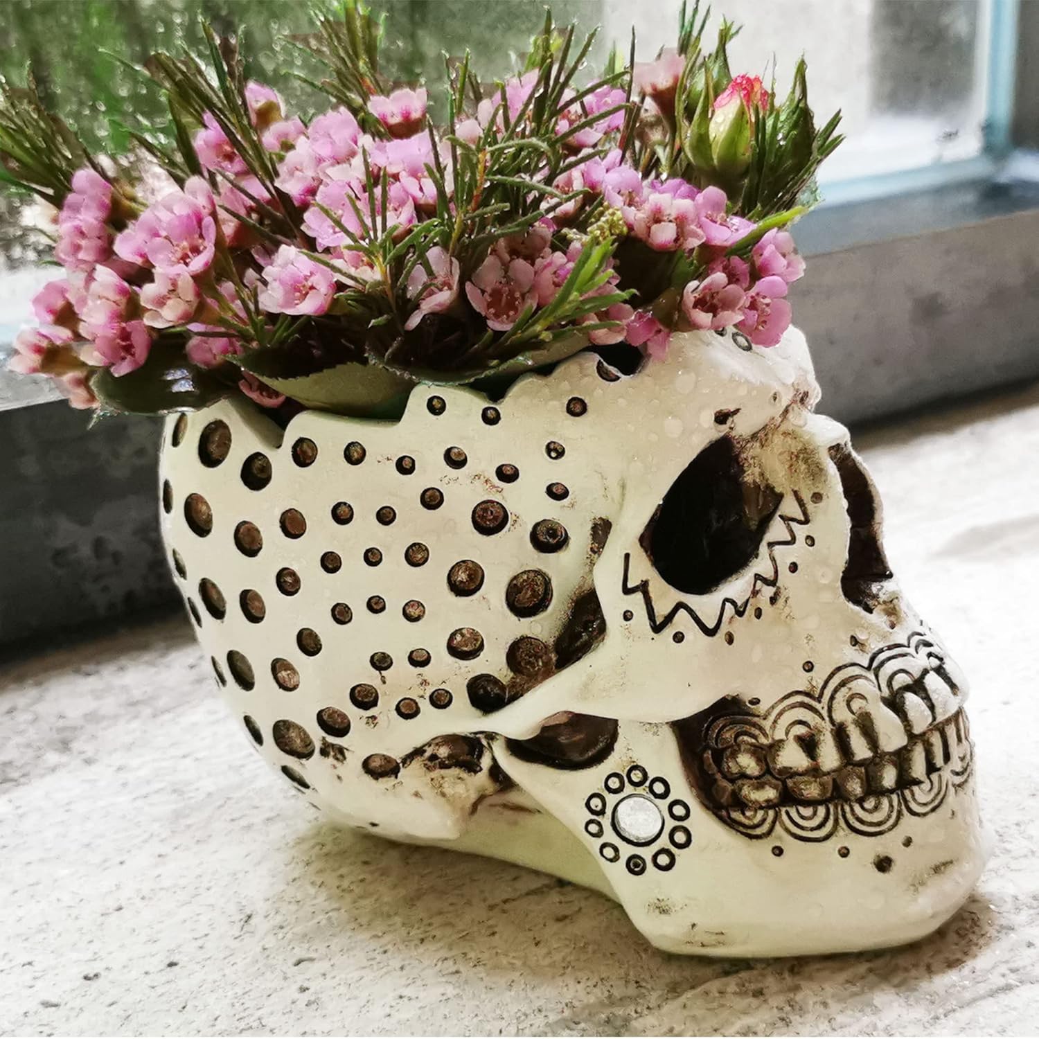 Gothic Skull Candle Holder - Halloween Decor - 59-inch Tealight Planter